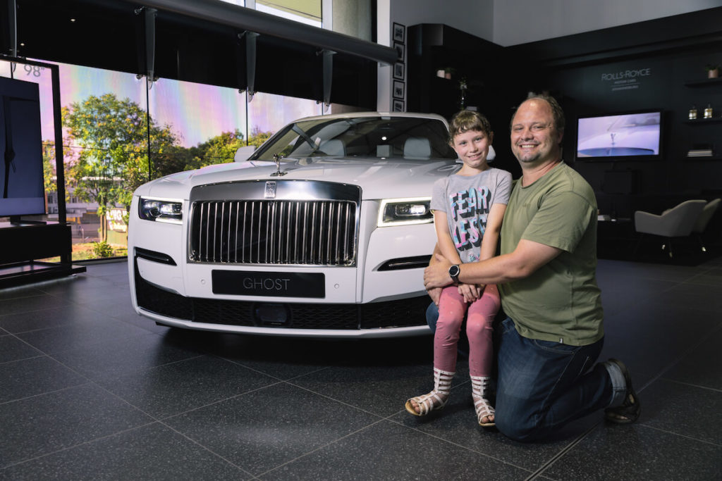 Kara with her proud father at Rolls-Royce Motor cars Johannesburg showroom_2