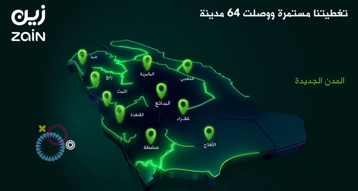 “زين السعودية” توسّع تغطية شبكة الجيل الخامس (5G) إلى 64 مدينة 