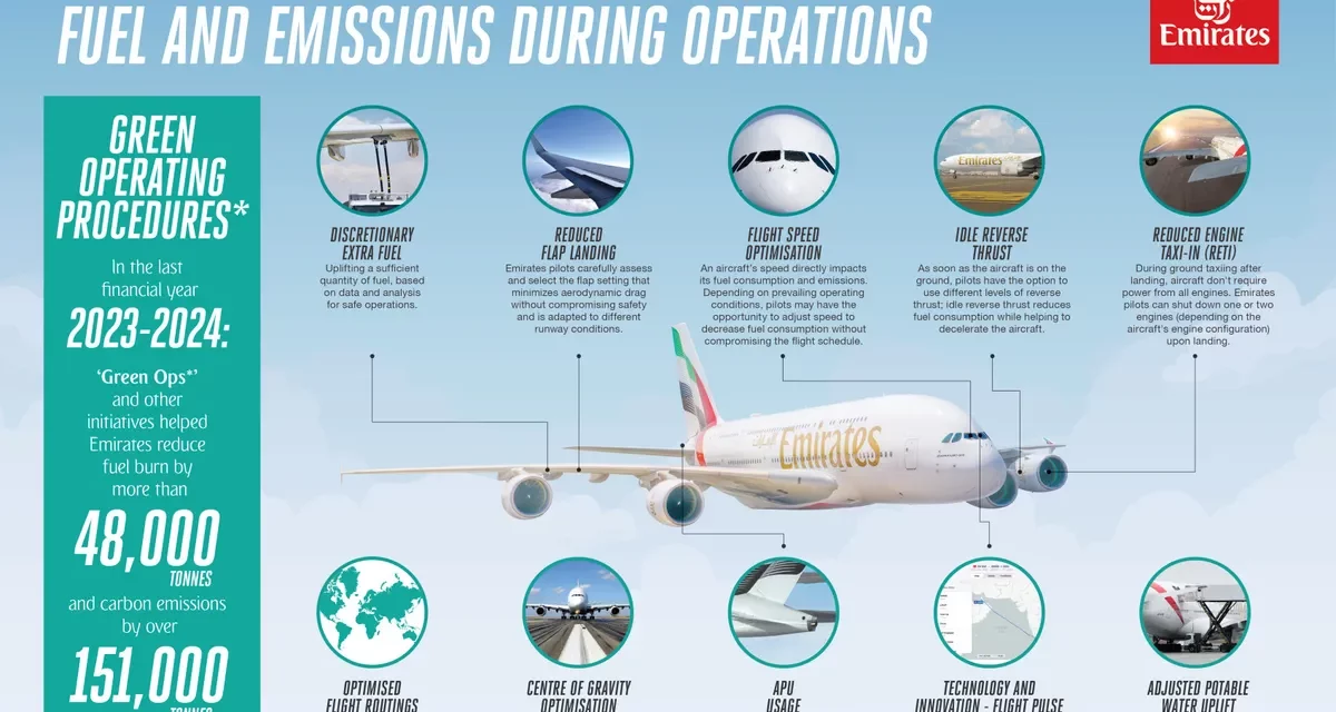 طيران الإمارات تخفض انبعاثاتها الكربونية بفضل إجراءاتها التشغيلية الصديقة للبيئة